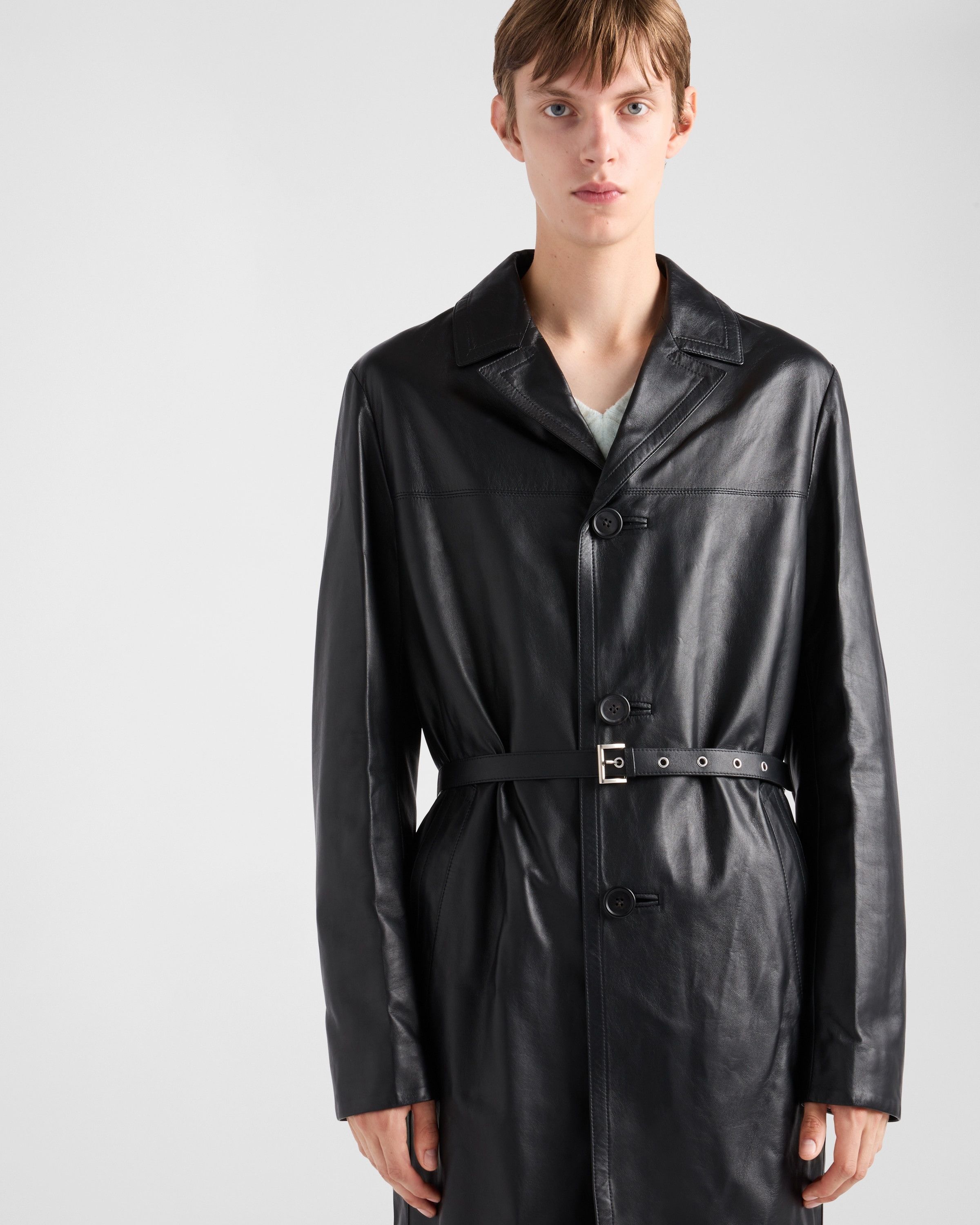 Prada o1bcso1str1025 Nappa Leather Coat in Black Size US M / EU 48-50 / 2 - 6 Thumbnail
