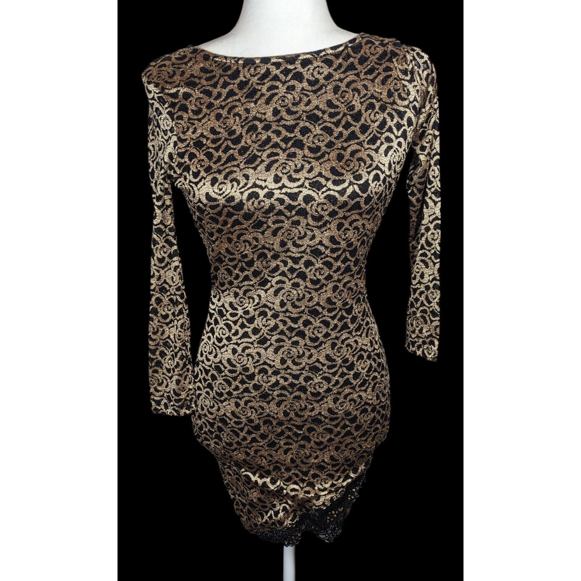 Other Privy Privately Privileged Black And Gold Floral Open Back B Size M / US 6-8 / IT 42-44 - 1 Thumbnail