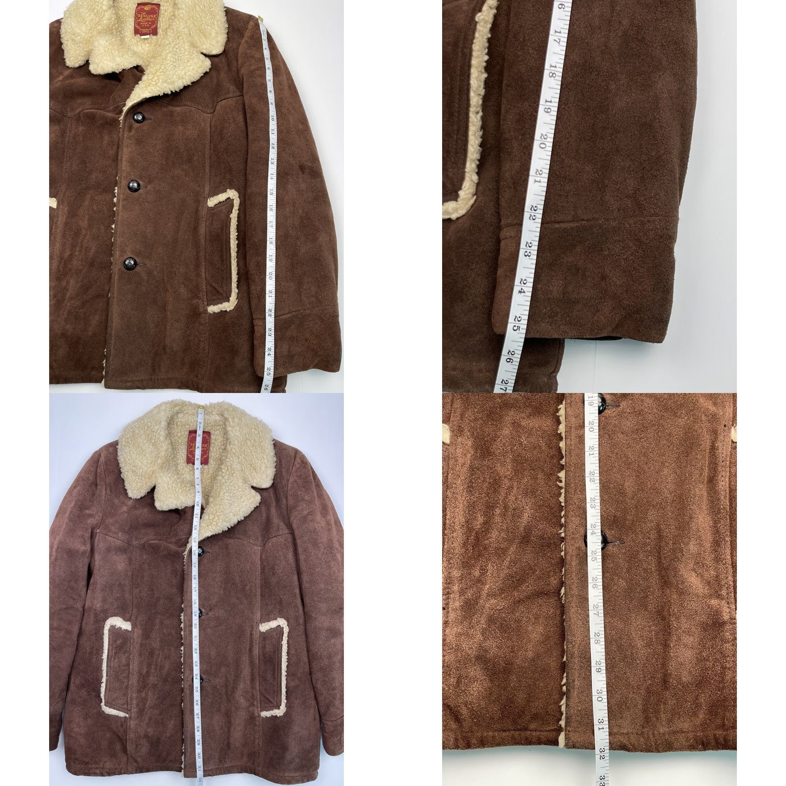 Vintage VINTAGE Ranch Leather Jacket - Suede Wool Sherpa Lined Coat, 90s USA Made, Brown, Size 40, Unisex Adults Size US XXS / EU 40 - 8 Thumbnail
