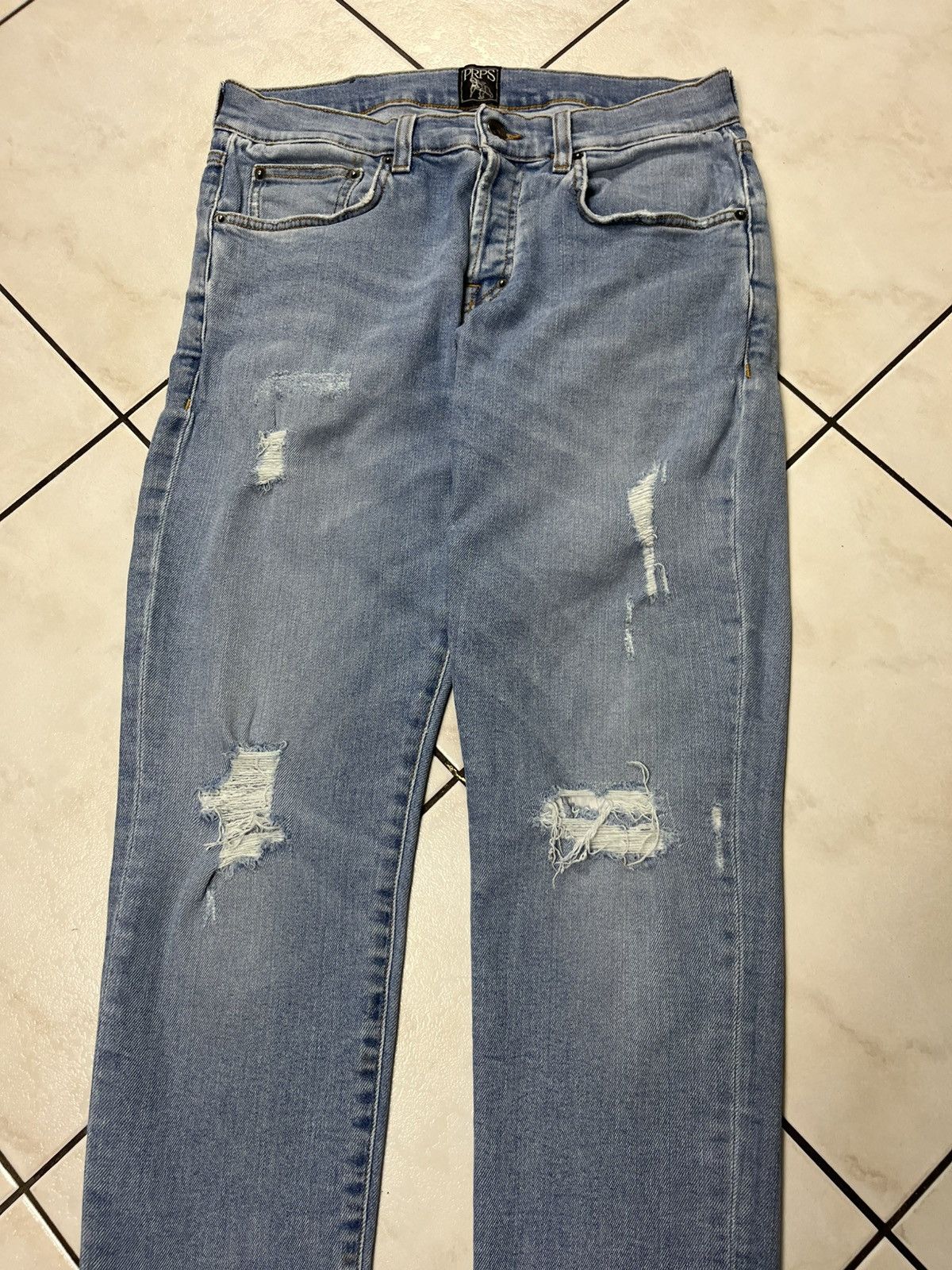 Designer × Prps PRPS windsor crop skinny fit distressed denim jeans pants Size US 32 / EU 48 - 4 Thumbnail