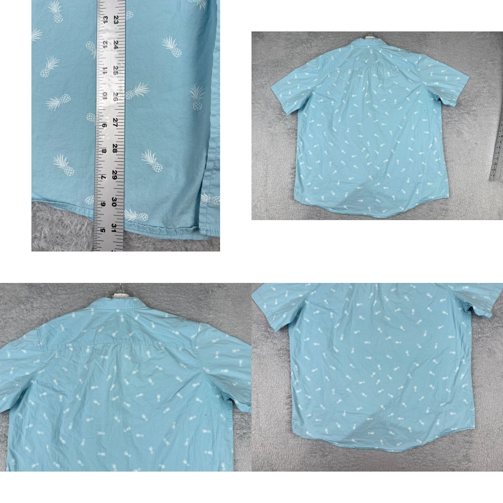 George George Shirt Adult 2XL Blue Pineapple Cotton Blend Hawaiian Classic Fit Button-Up Short Sleeve Mens Size US XXL / EU 58 / 5 - 9 Thumbnail