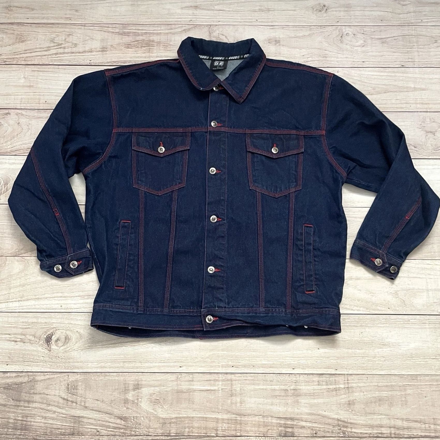 Vintage VINTAGE Code 4 Denim Jacket XL BAGGY 34 Jeans Chubiggie Trucker NY 2000s Men Size US 36 / EU 52 - 6 Thumbnail
