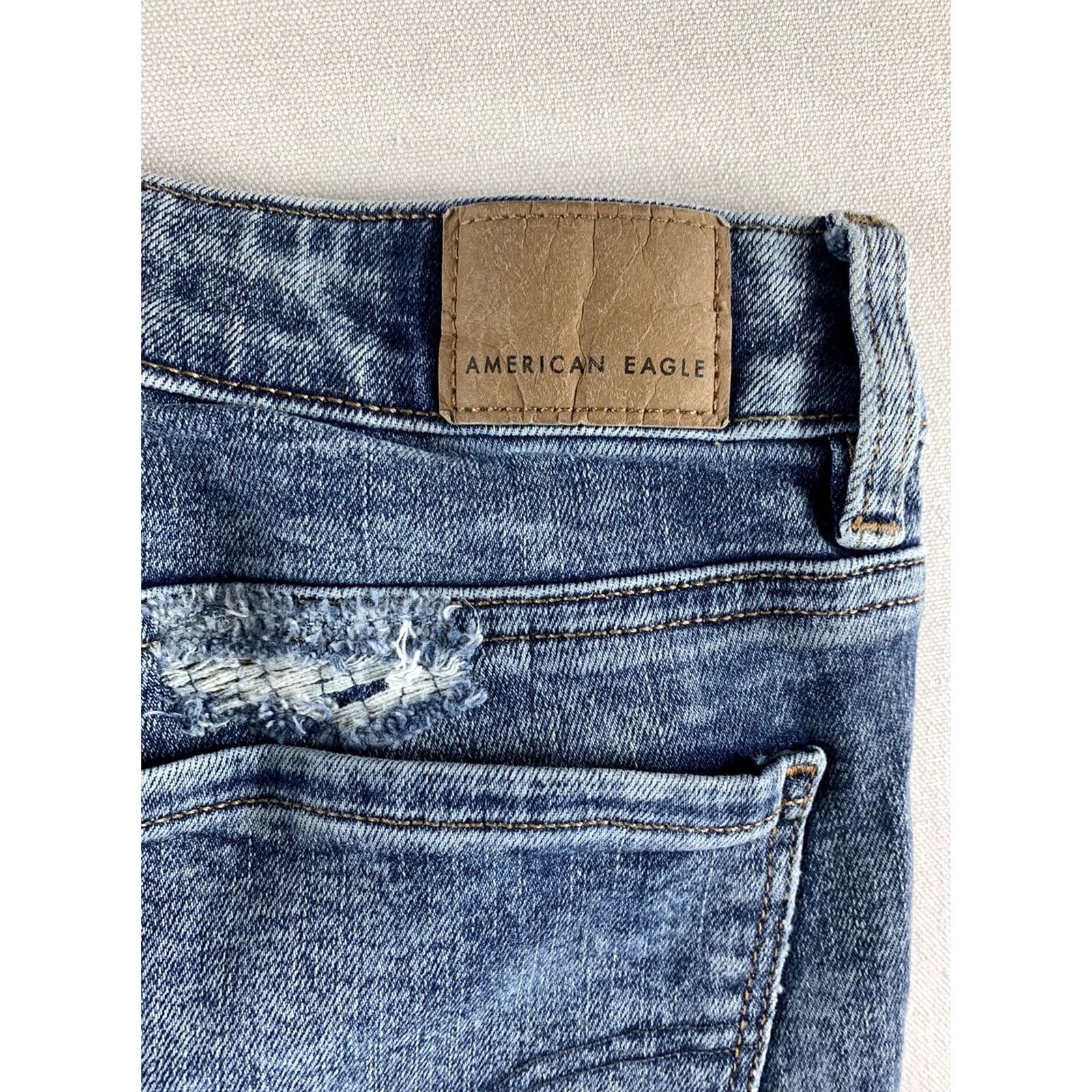 Vintage AMERICAN EAGLE JEANS WOMENS 2 SHORT BLUE JEGGING SUPER STRETCH Size 26" / US 2 / IT 38 - 6 Thumbnail