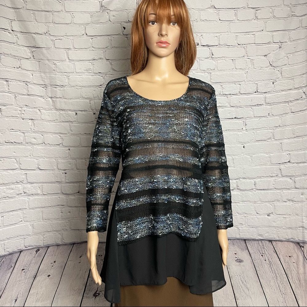 Other New Ball Of Cotton Combo Black Blue Linen Viscose Tunic Swe Size M / US 6-8 / IT 42-44 - 1 Thumbnail