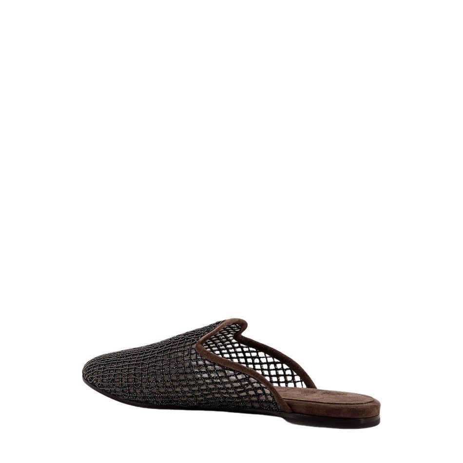 Brunello Cucinelli BRUNELLO CUCINELLI Brown Mesh/Suede Mules New & Authentic (W Size US 10 / IT 40 - 2 Thumbnail