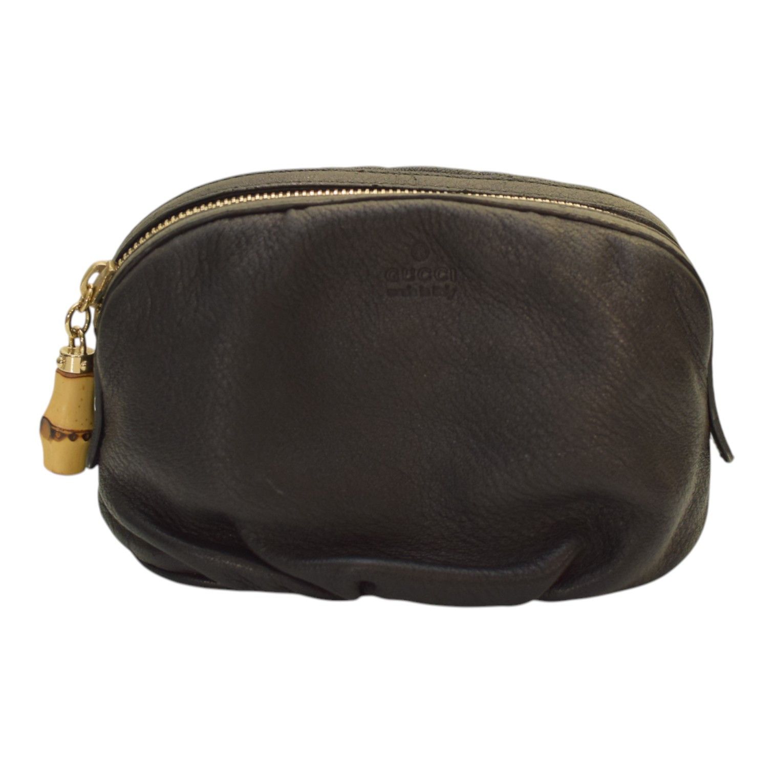 Gucci GUCCI Vintage Black Leather Bamboo Zip Clutch Bag in black Size ONE SIZE - 1 Thumbnail