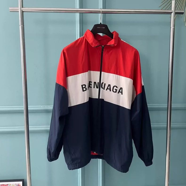 Balenciaga Balenciaga red white and blue stitching jacket Grailed