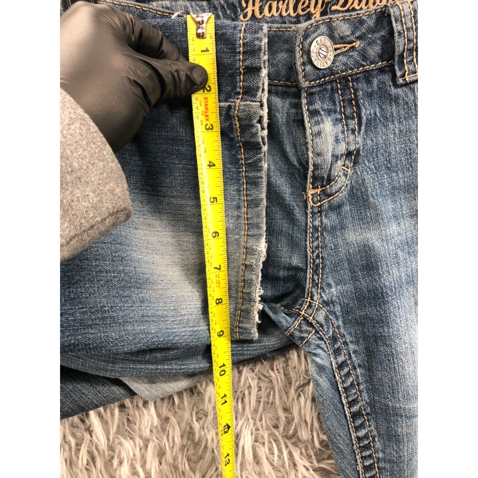Harley Davidson Harley-Davidson Jeans Bootcut Size 8T Tall Womens Medium Blue Flaw Denim 5-Pocket Zipper Button Belt Loops Inseam 33in Regular Rise Mid Wash Blue Size 30" / US 8 / IT 44 - 4 Thumbnail