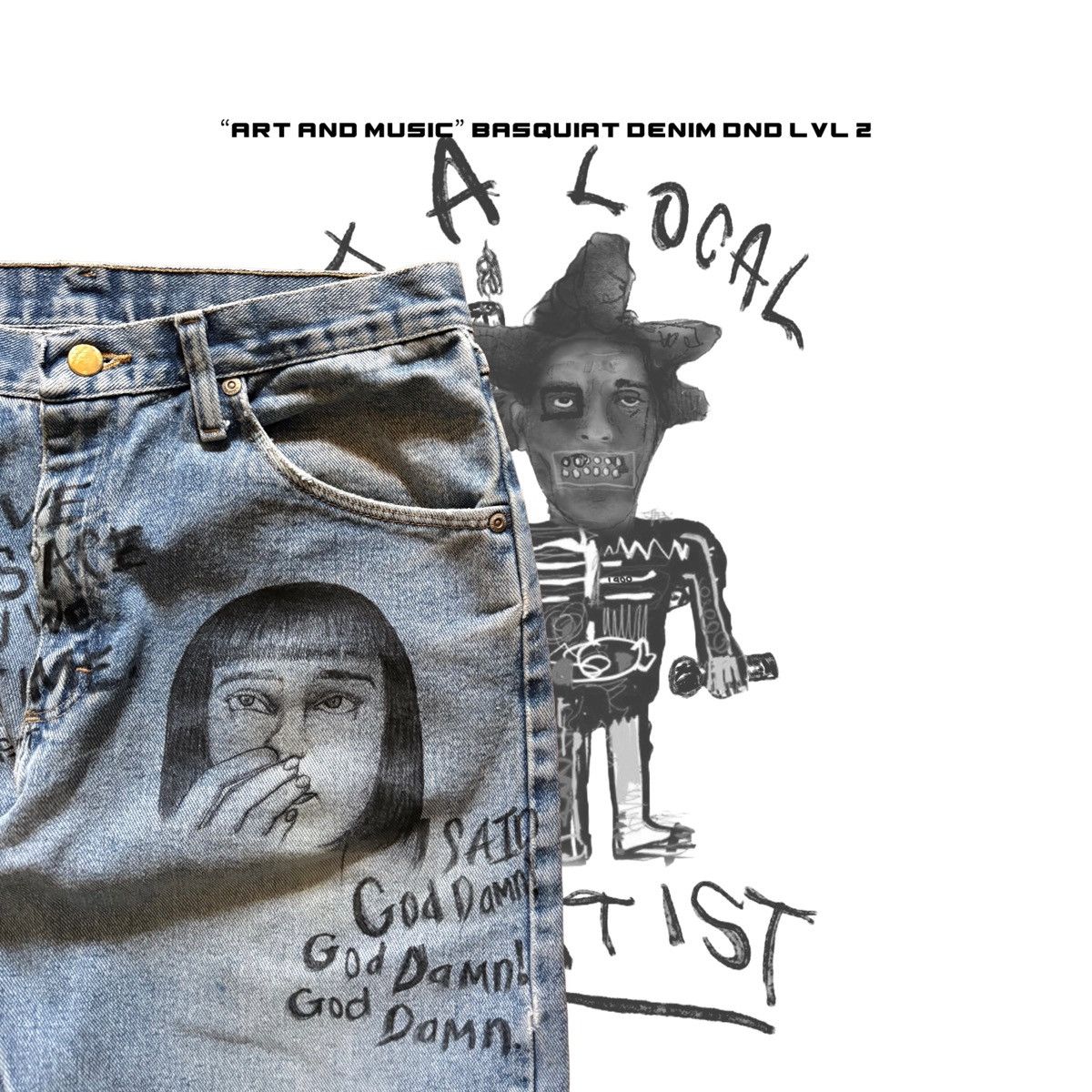 Other “Art and Music” DND LVL 2 Basquiat Heavyweight Denim Size US 32 / EU 48 - 3 Thumbnail