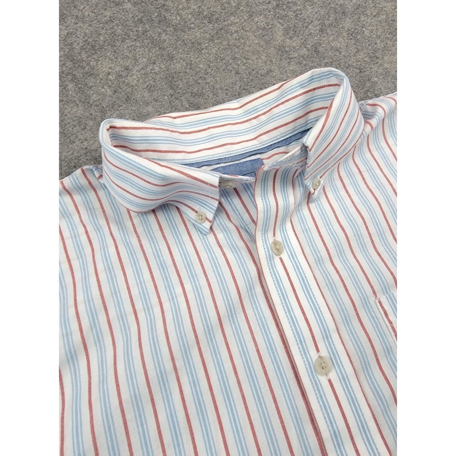 Vintage L.L. Bean Shirt Mens XL White Blue Red Stripe Short Sleeve Button Up Casual Shirt Size US XL / EU 56 / 4 - 3 Thumbnail