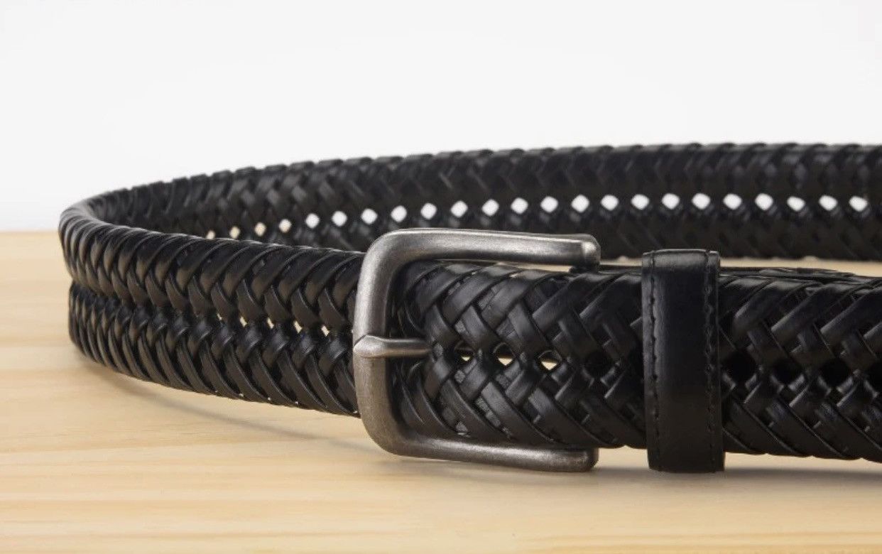 Leather × Vintage Genuine Leather Knitted Strap Vintage Jeans Braided Belts Size ONE SIZE - 3 Thumbnail