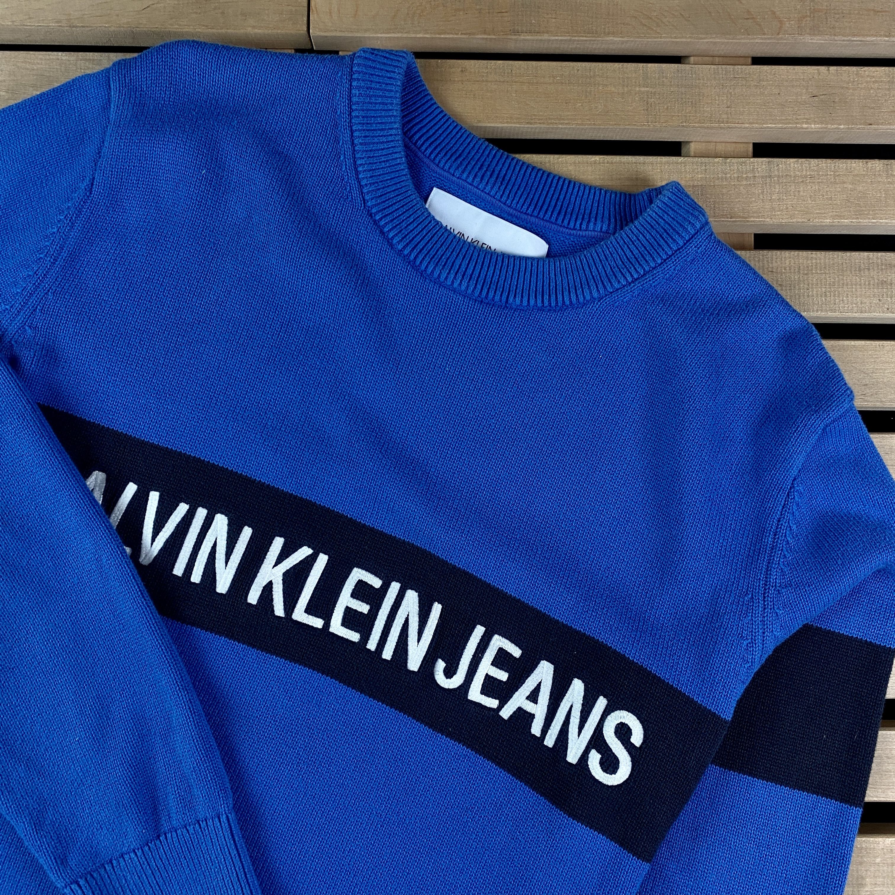 Calvin Klein Mens Vintage Sweater Calvin Klein Size M Blue Size US M / EU 48-50 / 2 - 2 Thumbnail