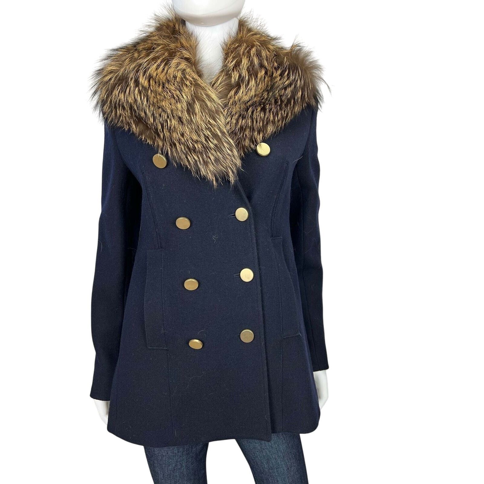 Theory Overby Belmore Wool Cashmere Peacoat Fox Fur Collar Size XS / US 0-2 / IT 36-38 - 3 Thumbnail