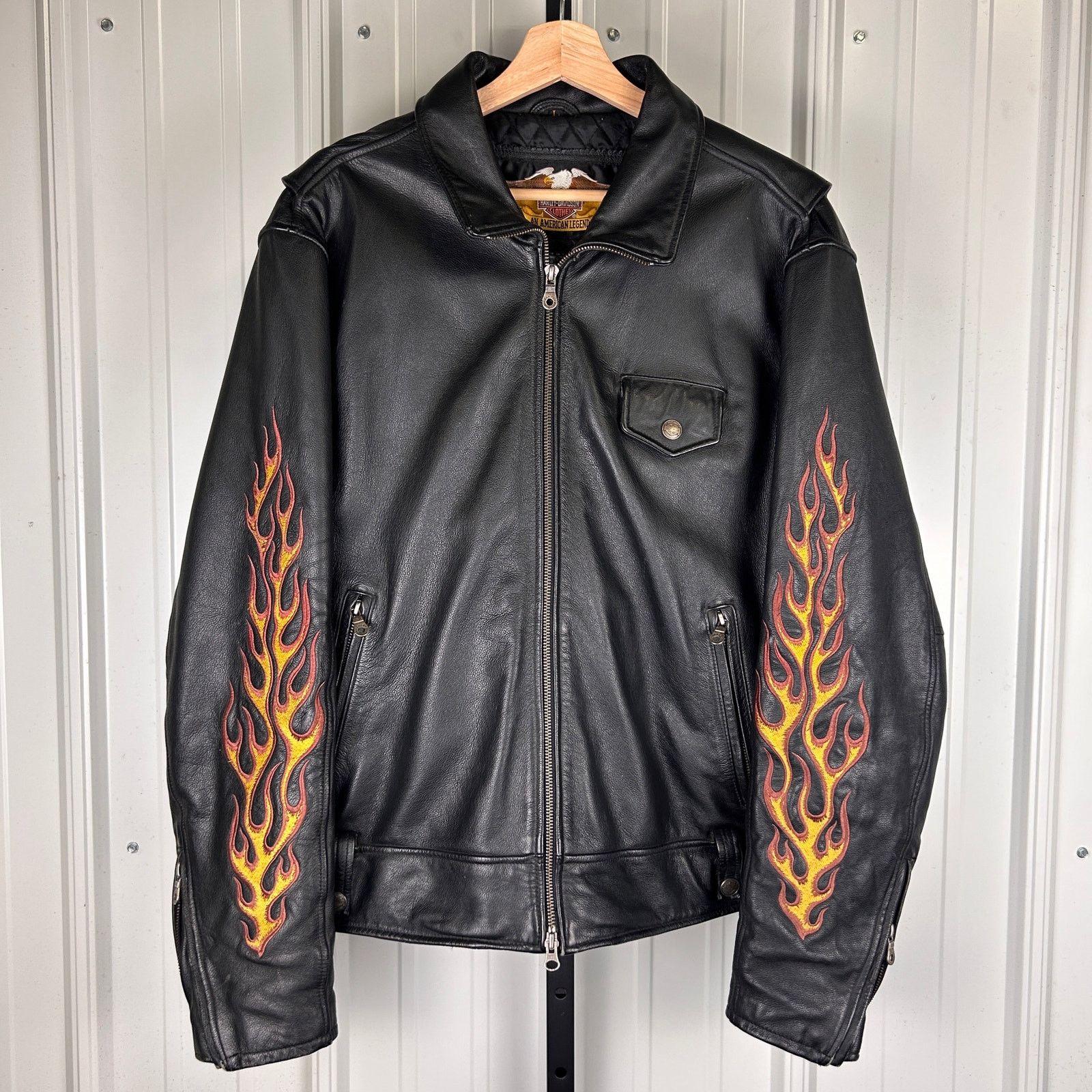 Harley Davidson Harley Davidson Flame Sleeves Ride Free Large Leather Jacket Size US L / EU 52-54 / 3 - 2 Thumbnail