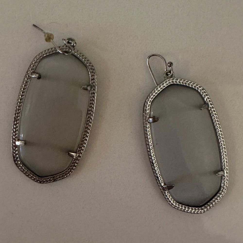 Designer Kendra Scott Danielle Slate Cat's Eye Silver Drop Earrings Size ONE SIZE - 2 Thumbnail