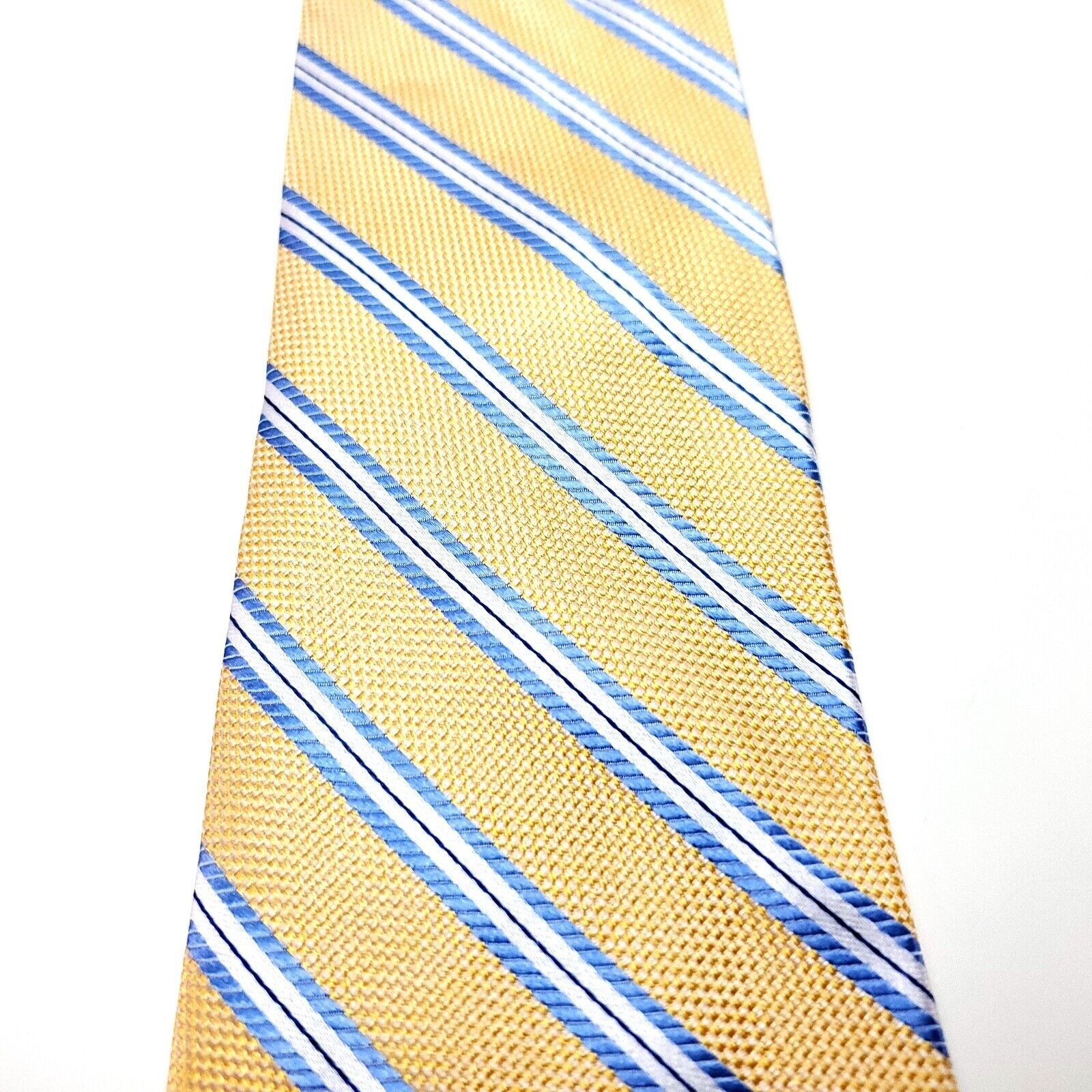 Jos. A. Bank Jos A Bank Yellow Silk Tie Woven Regimental Striped Size ONE SIZE - 2 Thumbnail
