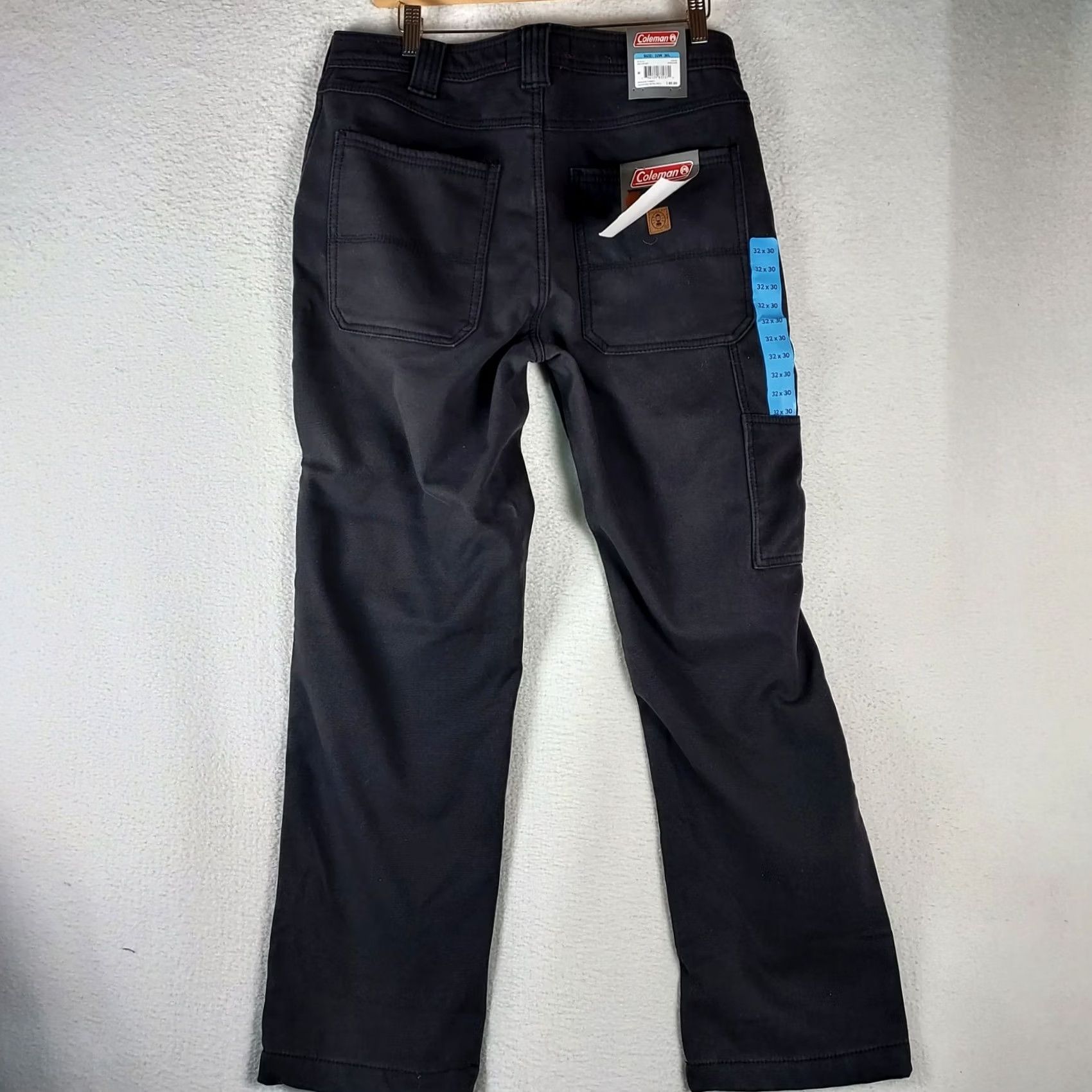 Vintage Coleman Men’s 32x30 Phantom Fleece Lined Stretch Canvas Work Pants NWT Gray Flat Front Button Accents Regular Inseam 30 Mens Pants Size US 32 / EU 48 - 2 Thumbnail