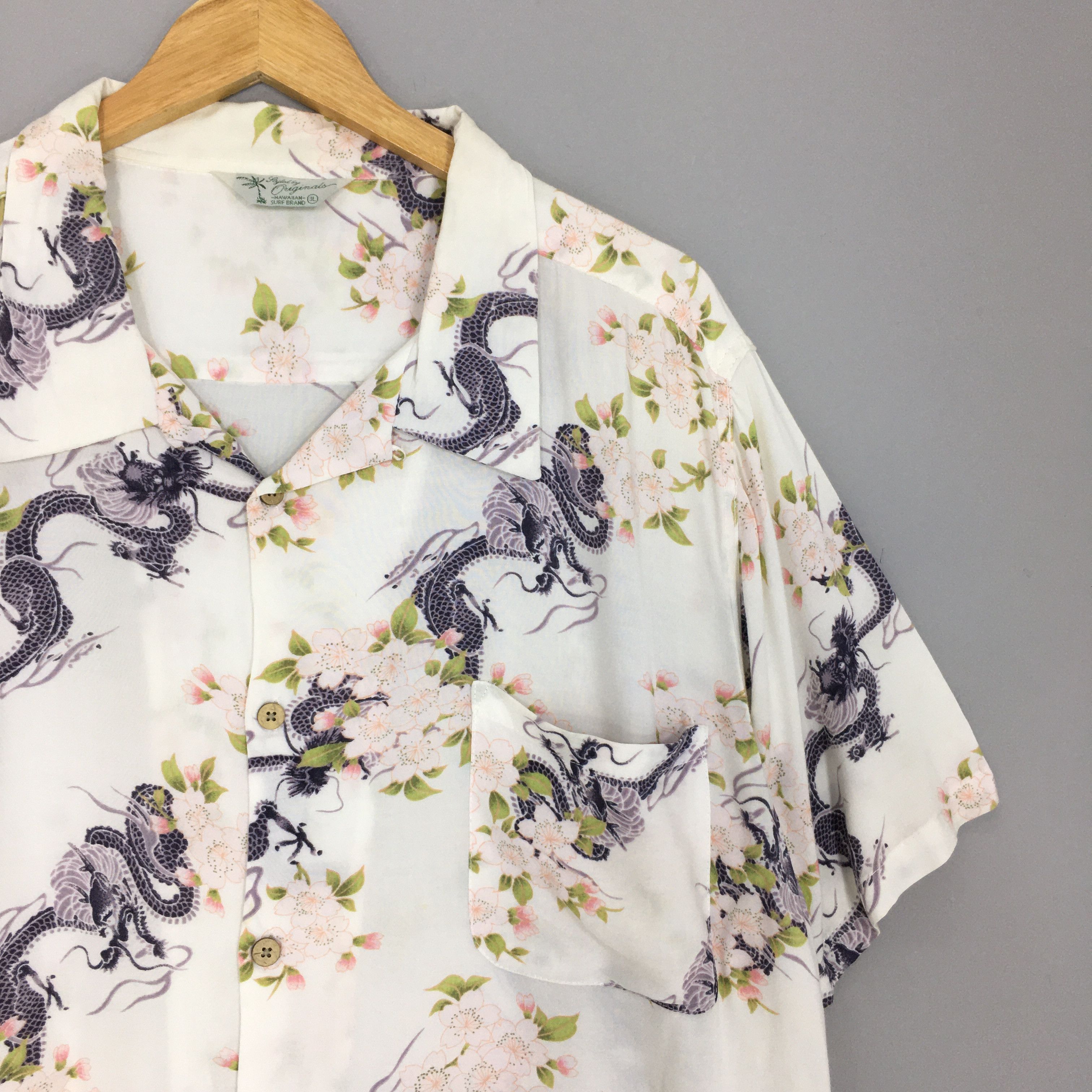 Japanese Brand × Vintage Vintage 1990s Hawaiian Japanese Dragon Rayon Shirt XLarge Size US XL / EU 56 / 4 - 2 Thumbnail