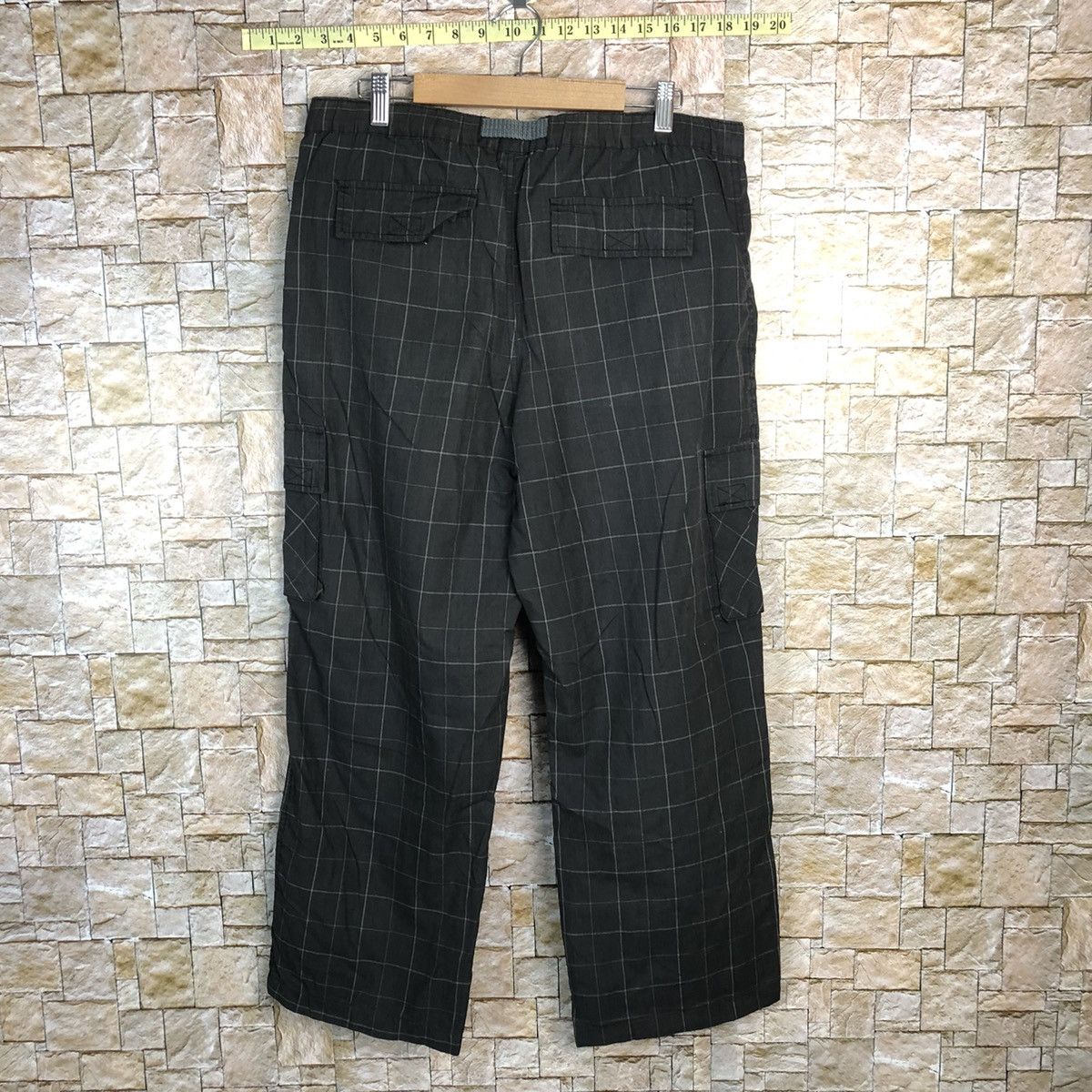 Japanese Brand Cinema Black Checkred Cargo Multipocket Pants #A319 Size US 31 - 16 Thumbnail