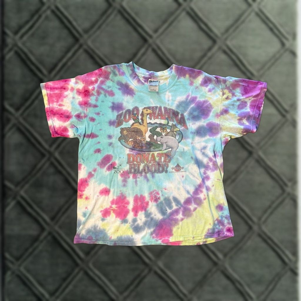 Gildan VINTAGE Zoo Wanna Donate Blood Tie Dye Animal Nature T-Shirt XL Hippie Mens XL Tie-dye Nature Hippie Zoo Wanna Donate Blood Shirts Size US XL / EU 56 / 4 - 1 Thumbnail
