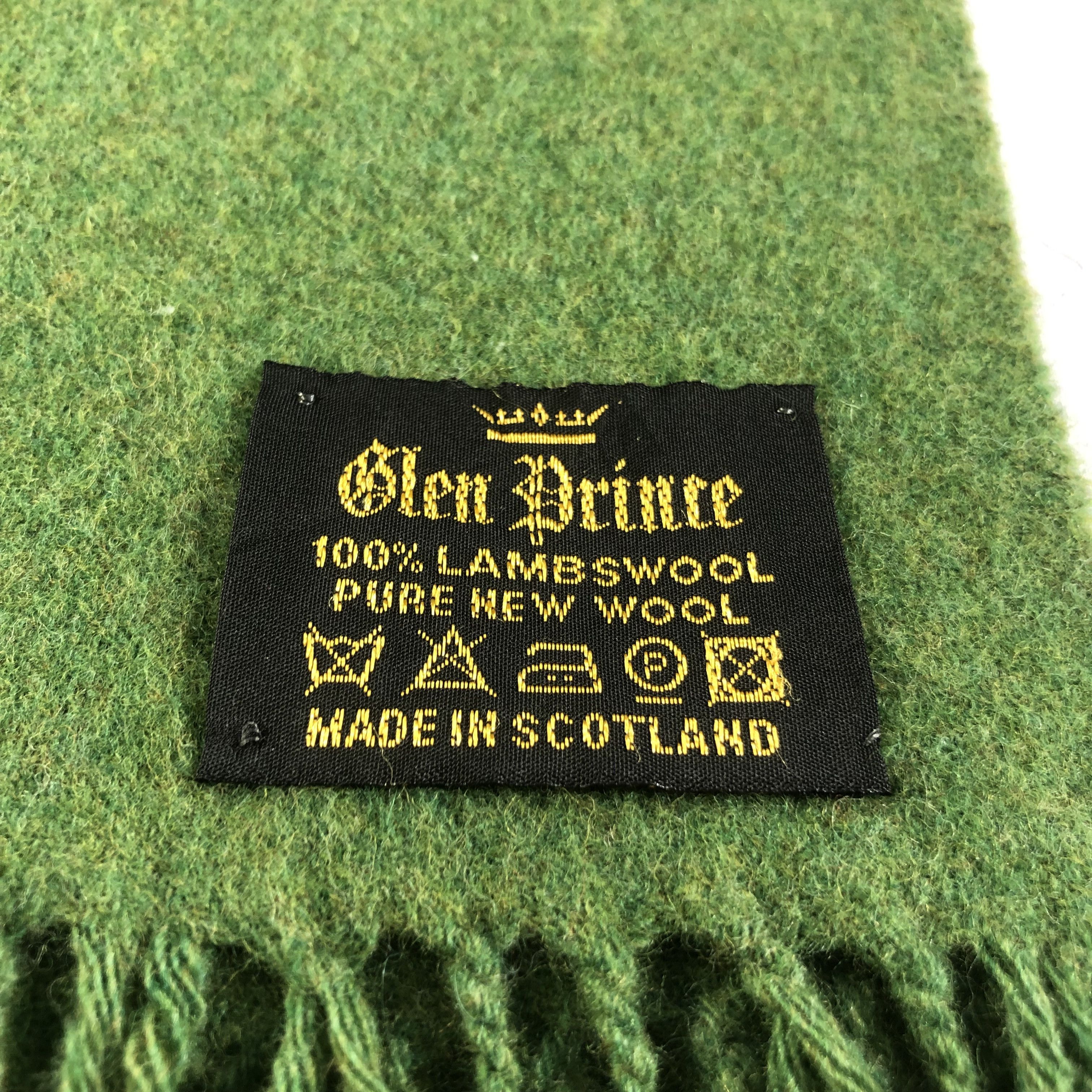 Vintage Glen Prince Plain Green Wool Scarf Muffler V1528 Size ONE SIZE - 4 Thumbnail