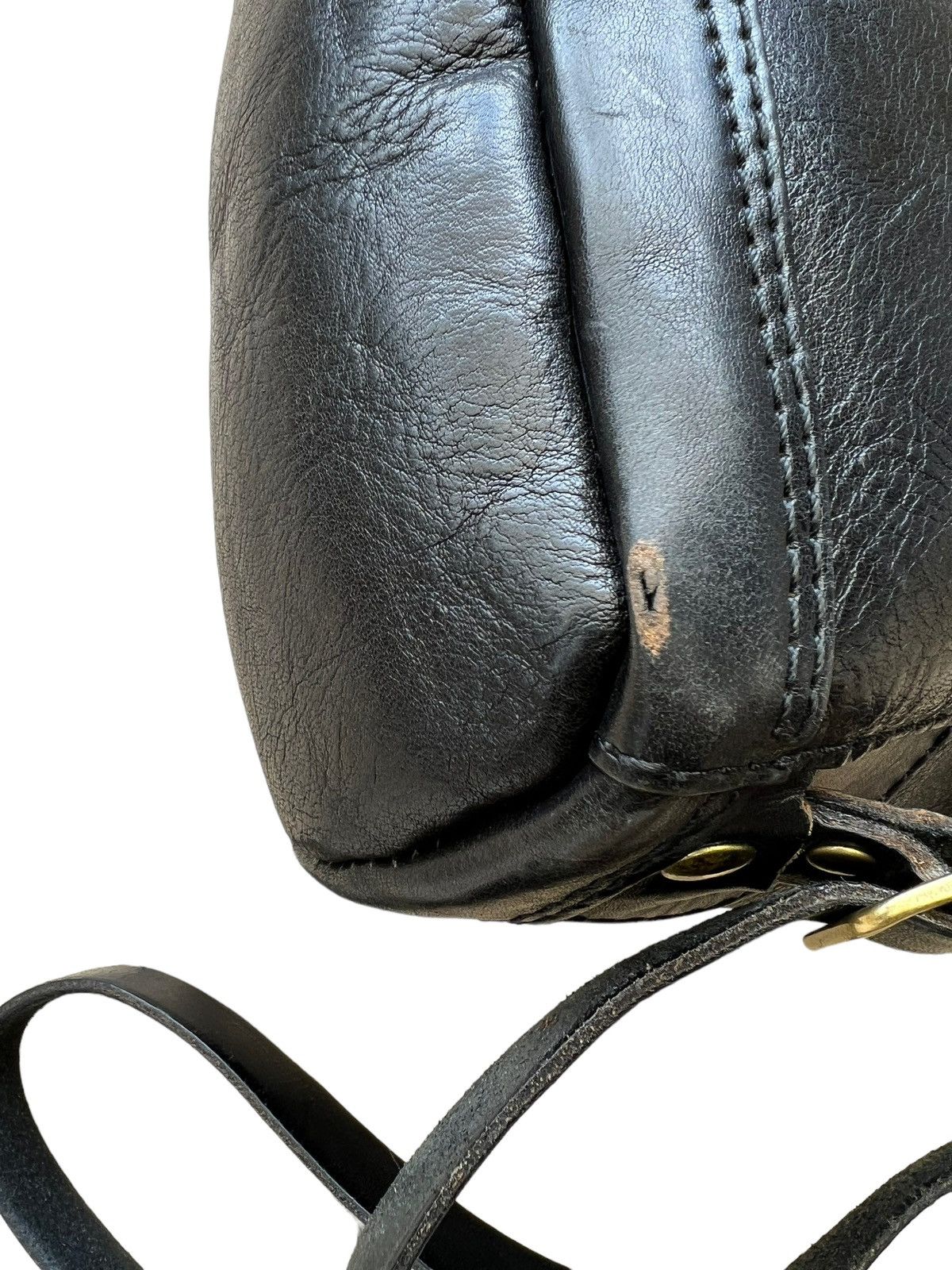Leather Vintage HERZ Japan Patina Black Leather Mini Backpack Size ONE SIZE - 14 Thumbnail