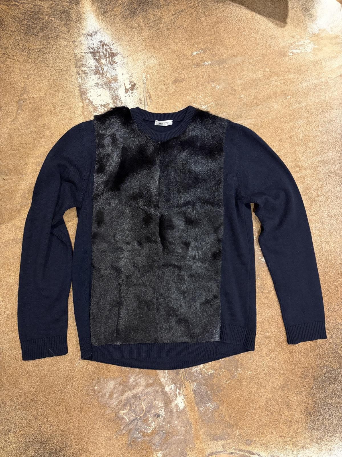 Valentino Valentino Cashmere & Kid Fur Panel Sweater Size US XL / EU 56 / 4 - 1 Thumbnail