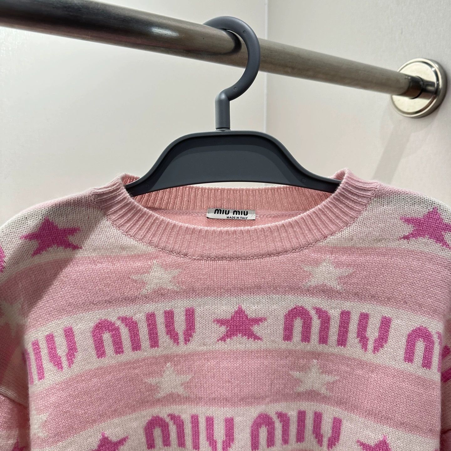 Miu Miu MIU MIU mar337 pink stripe logo knit sweater 36 Size XS / US 0-2 / IT 36-38 - 3 Thumbnail