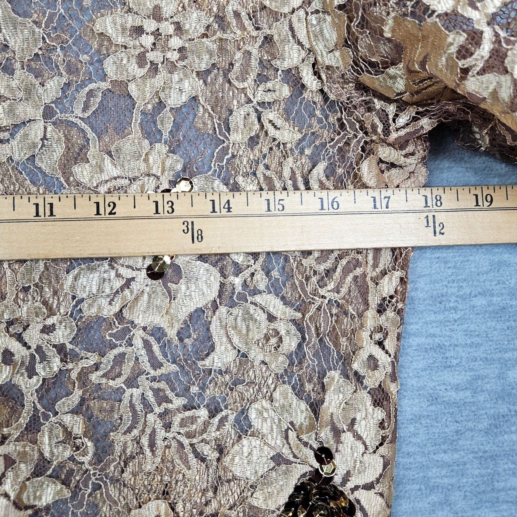 Vintage Annemarie Gardin Blouse Mock Neck Lace Floral Printed Gold Sz 12 Womens Regular Long Sleeve Sequin Size XL / US 12-14 / IT 48-50 - 7 Thumbnail