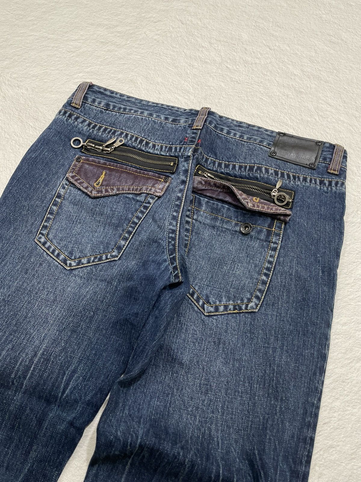 Japanese Brand 2000s Semantic Flare Raw Denim Ripped Baggy Jeans Y2K Size US 36 / EU 52 - 9 Thumbnail