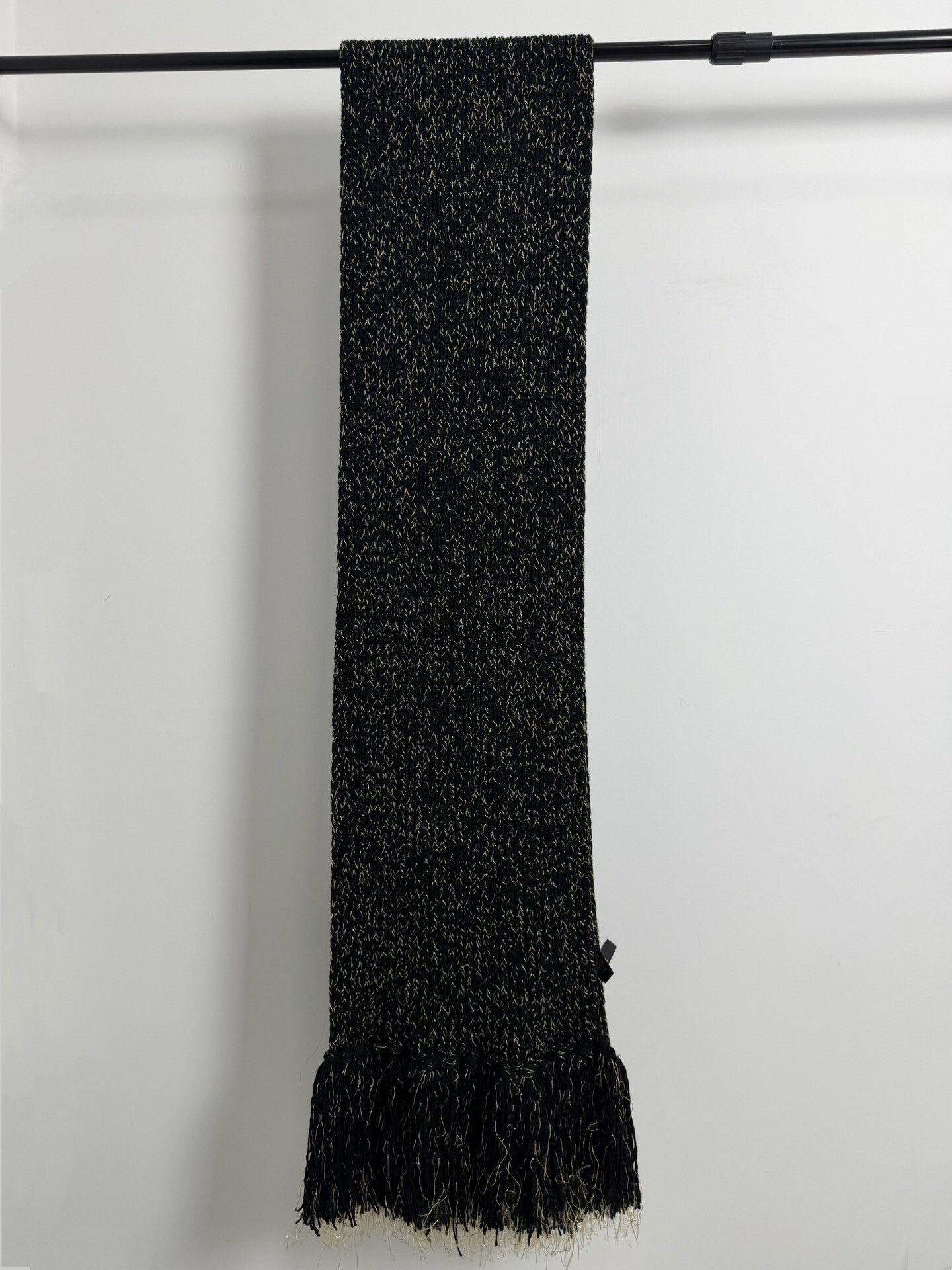 Saint Laurent Paris Saint Laurent Black Gold Blended Wool Scarf Size ONE SIZE - 1 Thumbnail