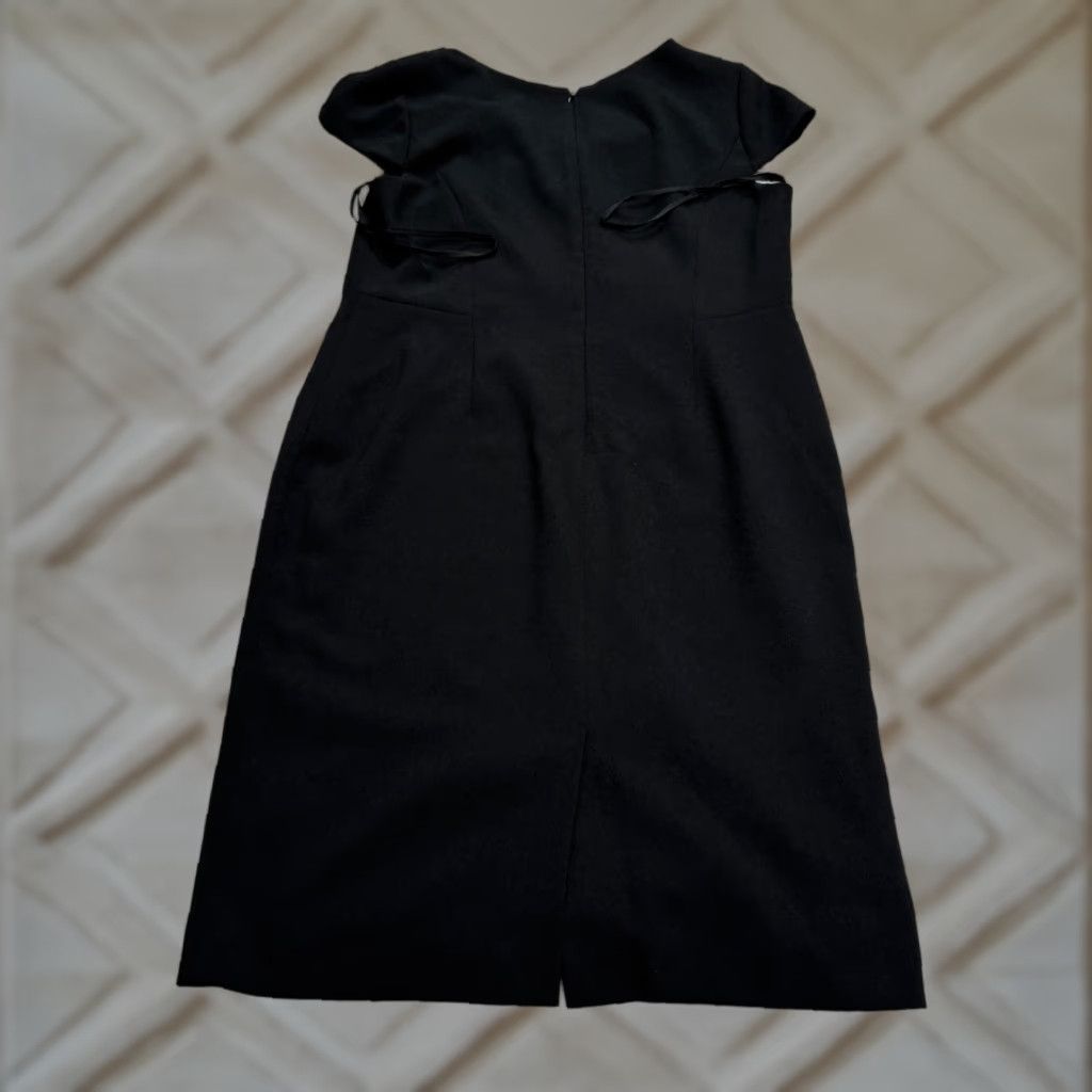 Anne Klein Anne Klein Dress Cap Sleeve Cowl Neck Sheath Midi Black Women 14 Career Workwear Size XL / US 12-14 / IT 48-50 - 1 Thumbnail