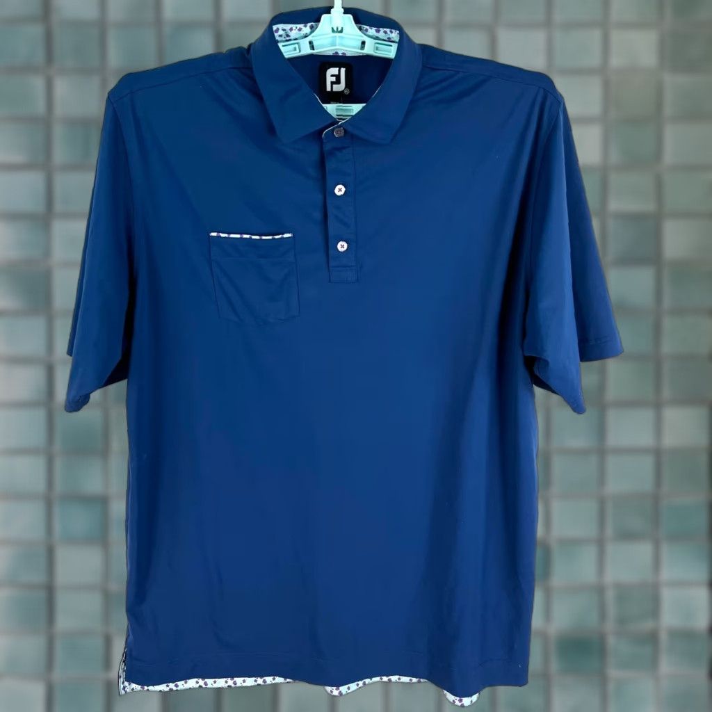 Footjoy FootJoy Polo Shirt Mens XL Blue Short Sleeve Knit Solid Logo Sports Golf Polo Size US XL / EU 56 / 4 - 1 Thumbnail