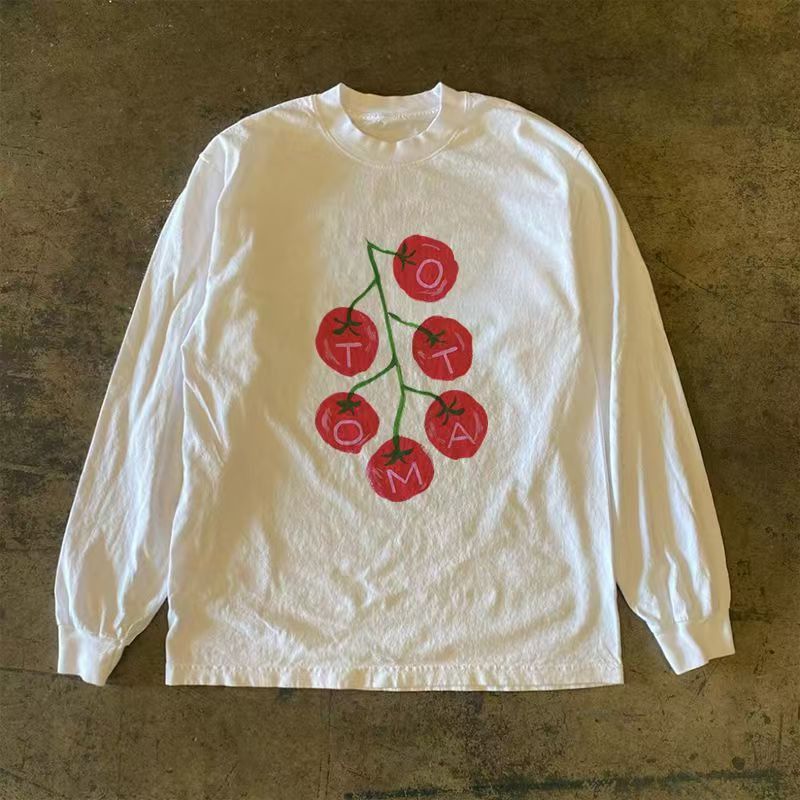 Japanese Brand White casual retro tomato print long-sleeved t-shirt Size US M / EU 48-50 / 2 - 1 Thumbnail