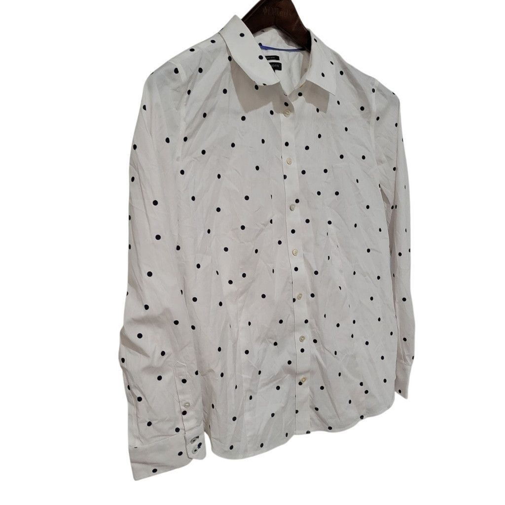 Talbots Talbots Polka-dot Long-Sleeves Fitted Button-Up Shirt 12 Size XL / US 12-14 / IT 48-50 - 4 Thumbnail