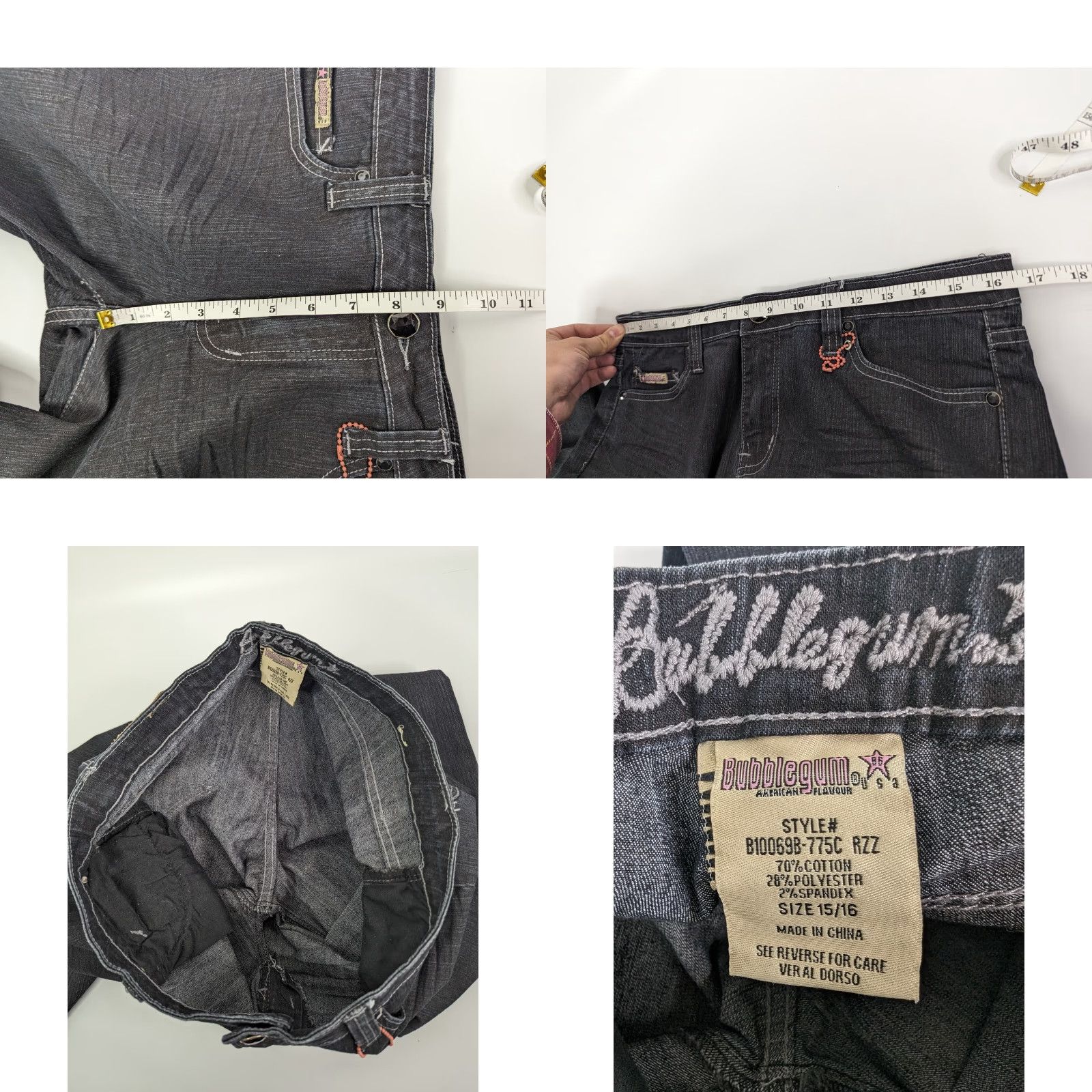Vintage VINTAGE Bubblegum Jeans Womens Jr Size 15/16 Dark Wash Mid Rise Embelished Denim Jeans Size 36" / US 14 / IT 50 - 8 Thumbnail