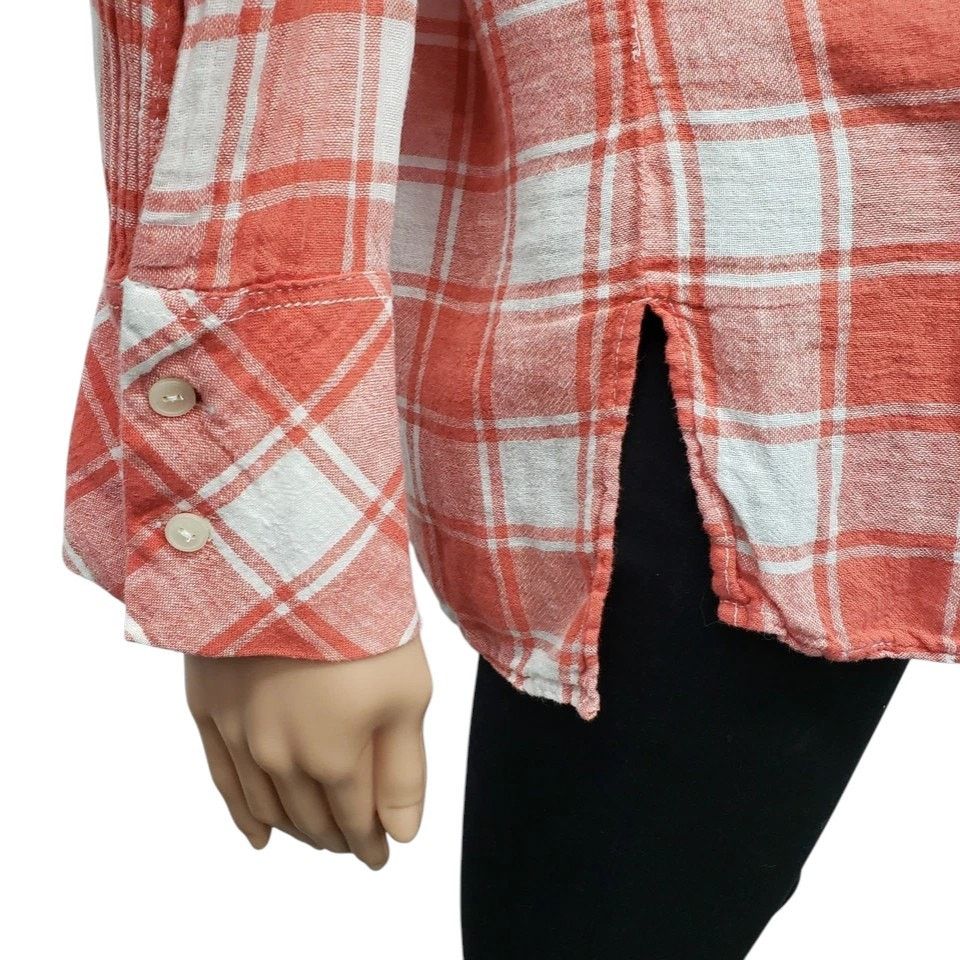 Sanctuary Sanctuary Linen Blend Boyfriend Shirt Plaid Cuffed Long Slee Size L / US 10 / IT 46 - 5 Thumbnail