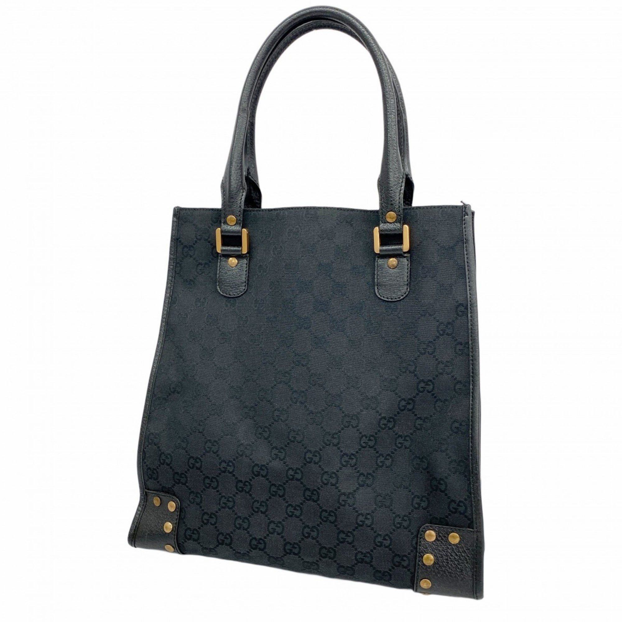 Gucci Tote Bag GG Canvas 124261 Black Pink Women's