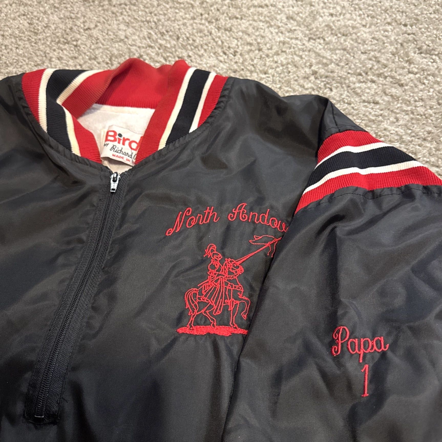 Vintage VINTAGE North Andover Mass Knights Black Red Windbreaker Pullover Jacket Men's Large Black Red Jacket windbreaker Birdie NYLON Size US L / EU 52-54 / 3 - 5 Thumbnail