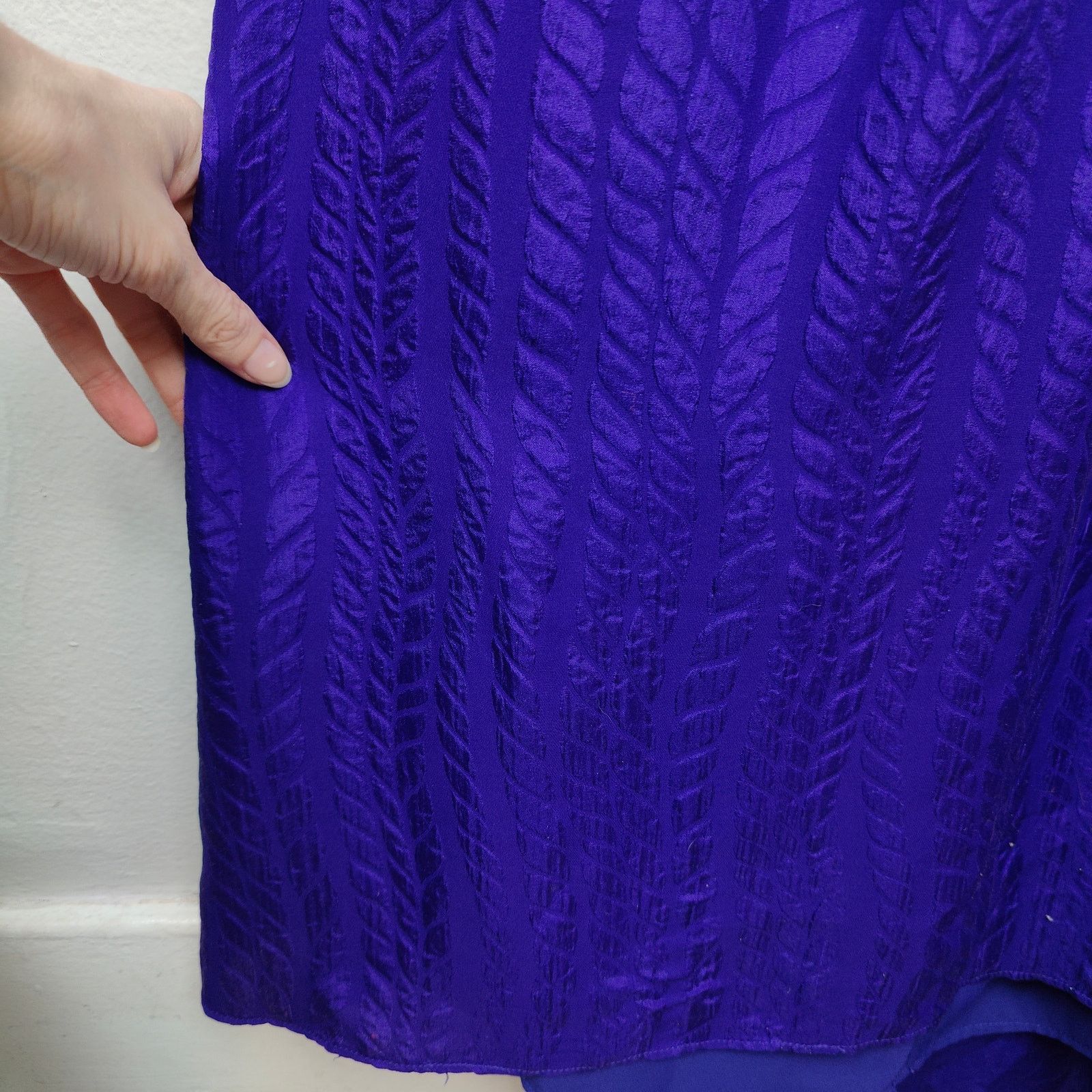 Other Milly Silk Ruffle Gown Womens 2 Purple Embossed Size XS / US 0-2 / IT 36-38 - 3 Thumbnail