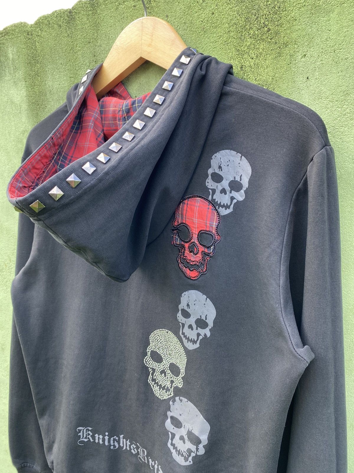 Japanese Brand Vintage Z-Plus Sport Active Rock Punk Plaid Studded Hoodie Size US L / EU 52-54 / 3 - 12 Thumbnail