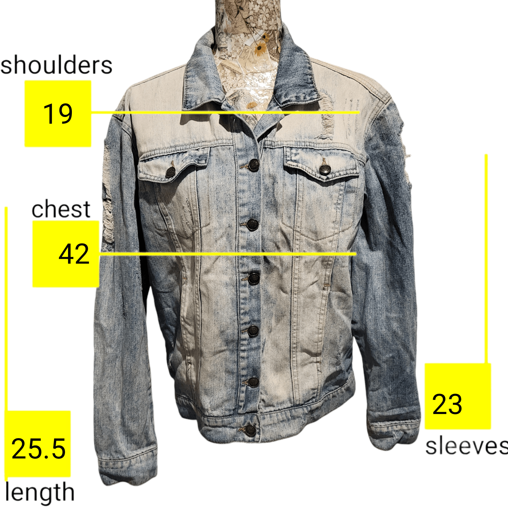 Jessica Simpson Jessica Simpson Distressed Faded Blue Denim Jean Jacket Size M / US 6-8 / IT 42-44 - 2 Thumbnail