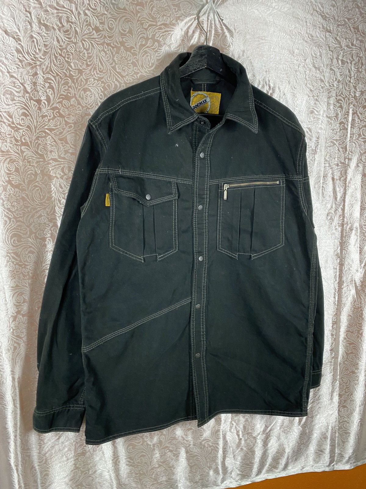 Japanese Brand Vintage DOGMAN Workwear Shirt Jacket Black Contrast Stitch Size US L / EU 52-54 / 3 - 5 Thumbnail