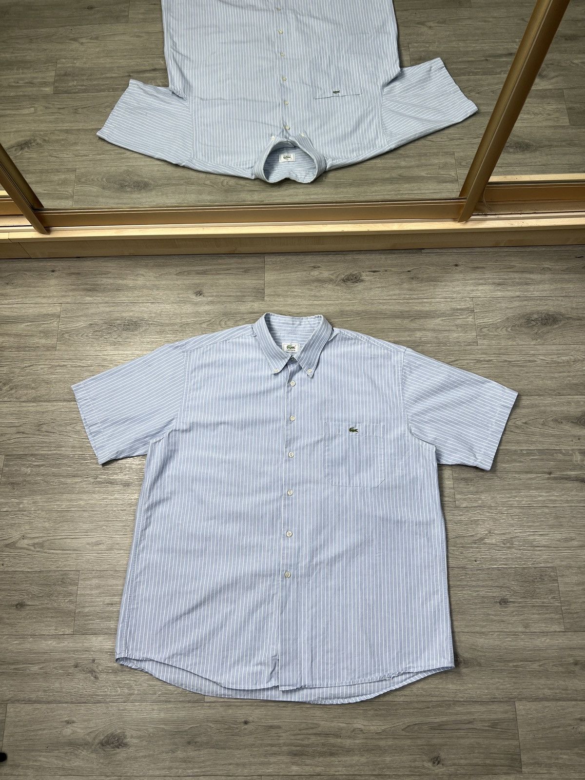 Lacoste Lacoste Short Sleeve Striped Button Down Shirt Grey Size XXL Size US XXL / EU 58 / 5 - 1 Thumbnail