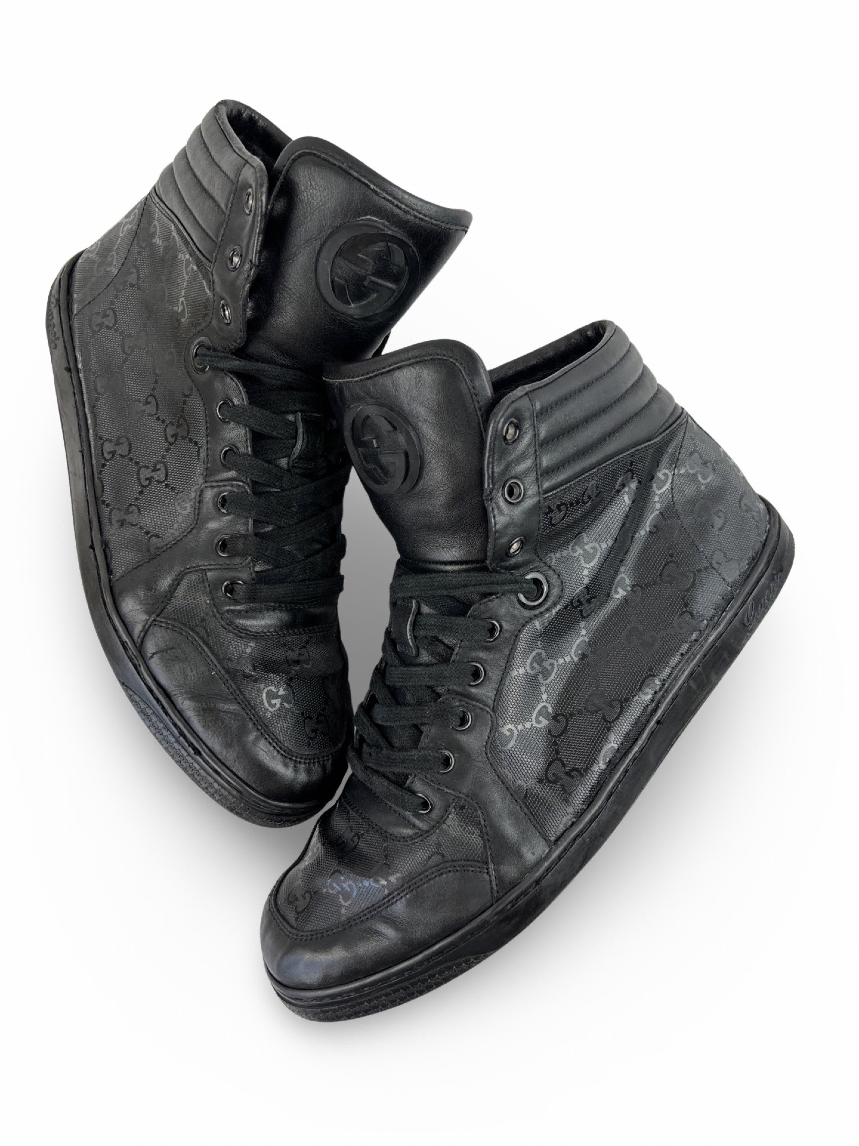 Gucci Gucci GG Imprime High Top Sneakers Black Patent Leather