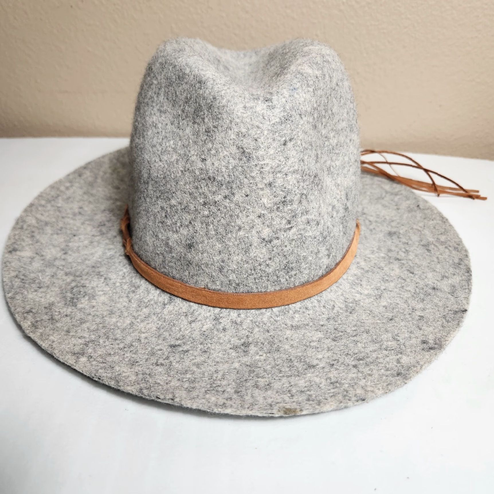 Vintage Target Fedora Hat Womens Gray 100% Wool Wide Brim One Size Strapped Felt Boho Festival Western Casual Size ONE SIZE - 2 Thumbnail