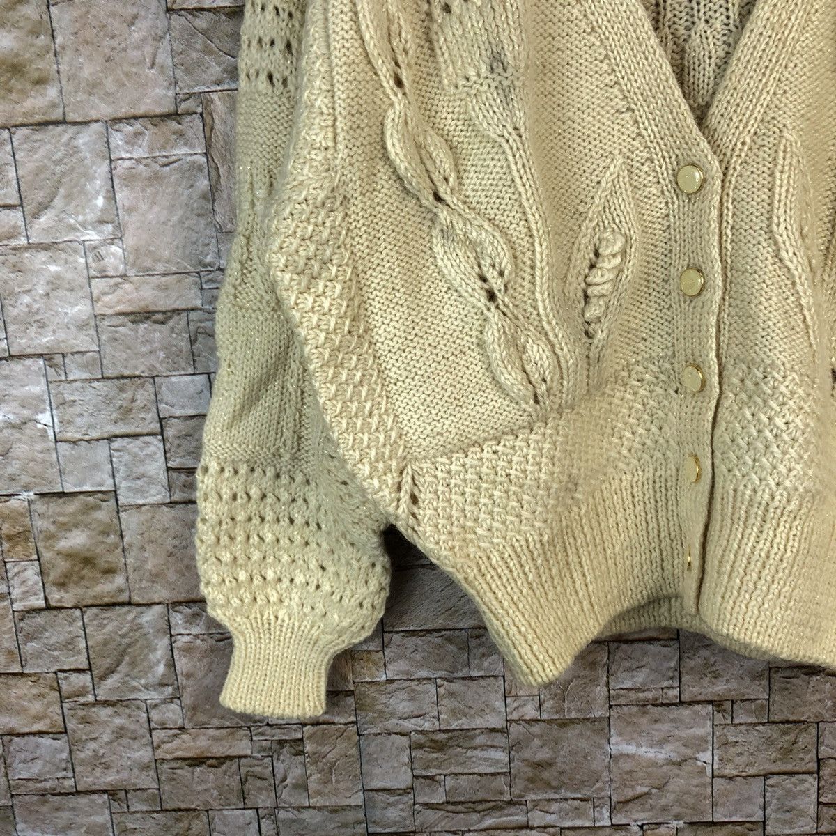 Homespun Knitwear × Japanese Brand Japan vintage crochet Brown Cardigan Knitwear #A1229 Size US M / EU 48-50 / 2 - 7 Thumbnail