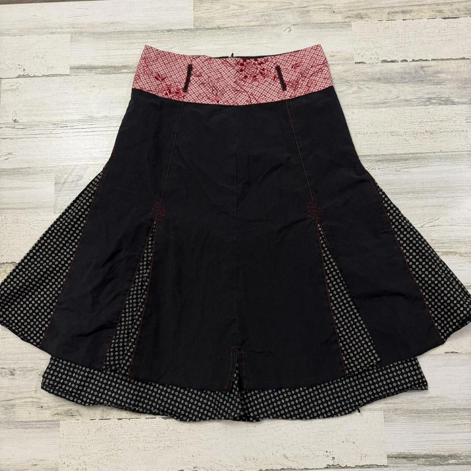 Designer Vintage pinstriped panelled patterned midi skirt goth Size 36" / US 14 / IT 50 - 1 Thumbnail