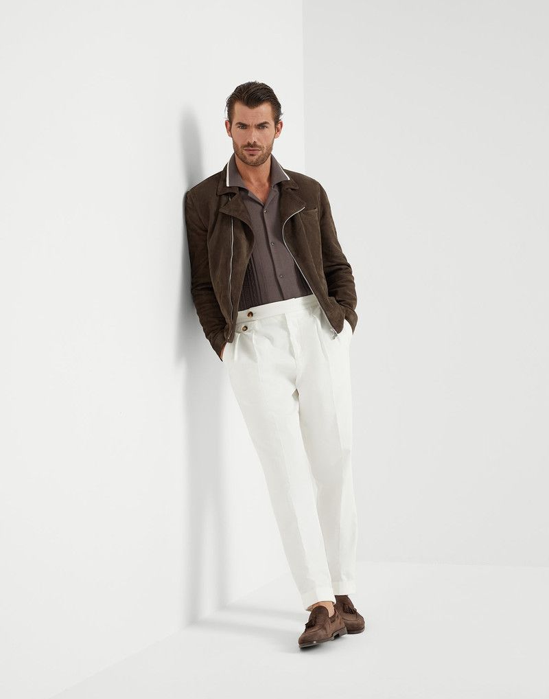 Brunello Cucinelli o1la1rc1a0326 Jacquard Knit Shirt in Brown Size US L / EU 52-54 / 3 - 5 Thumbnail