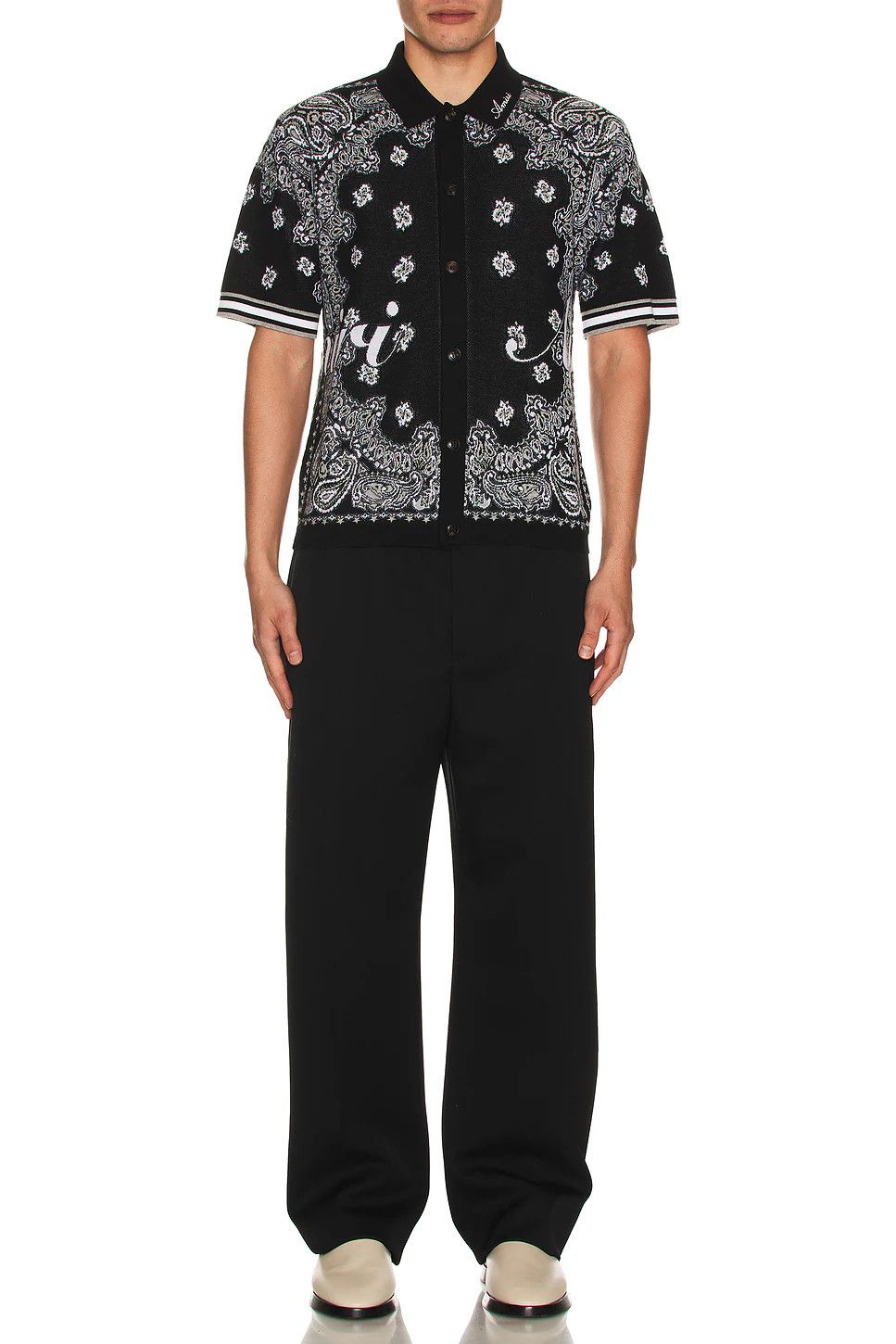 Amiri o1w1db10125 Bandana Polo Shirt in Black/White Size US XL / EU 56 / 4 - 4 Thumbnail